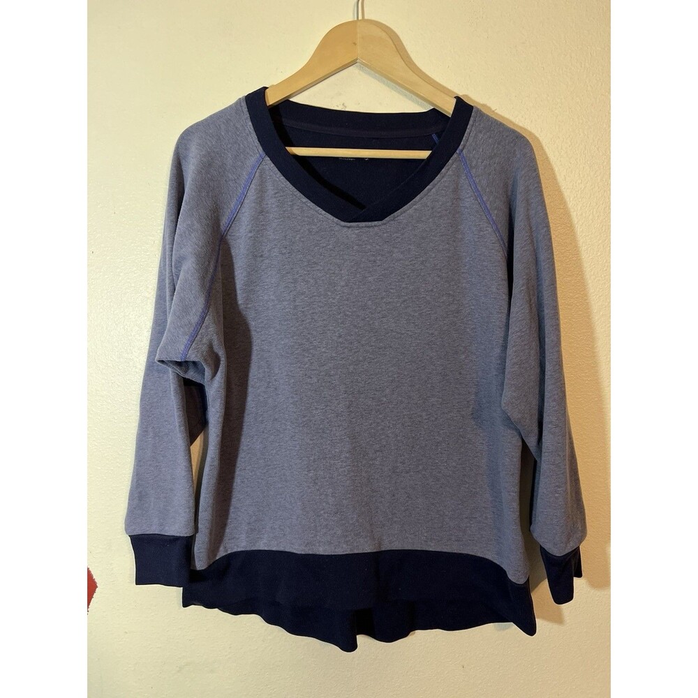Columbia Women's V Neck Sweatshirt - blue - Size Large